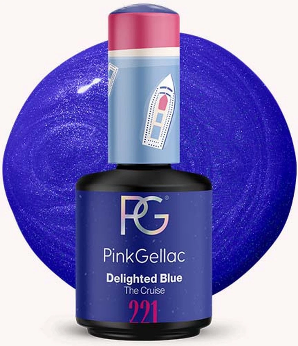 Pink Gellac - Delighted Blue - Gellak - Vegan - Blauw - Shimmer Finish - 15 Ml 1 Pink Gellac - Delighted Blue - Gellak - Vegan - Blauw - Shimmer Finish - 15 Ml