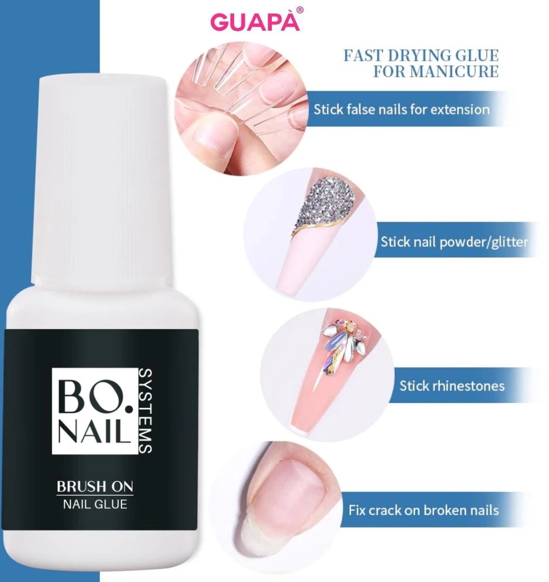 GUAPÀ® Nagellijm Voor Nagel Tips | Plaknagels | Nepnagels & Nail Art | Nagel Decoratie Lijm | Nail Glue 5ml 6 GUAPÀ® Nagellijm Voor Nagel Tips | Plaknagels | Nepnagels & Nail Art | Nagel Decoratie Lijm | Nail Glue 5ml - Afbeelding 6