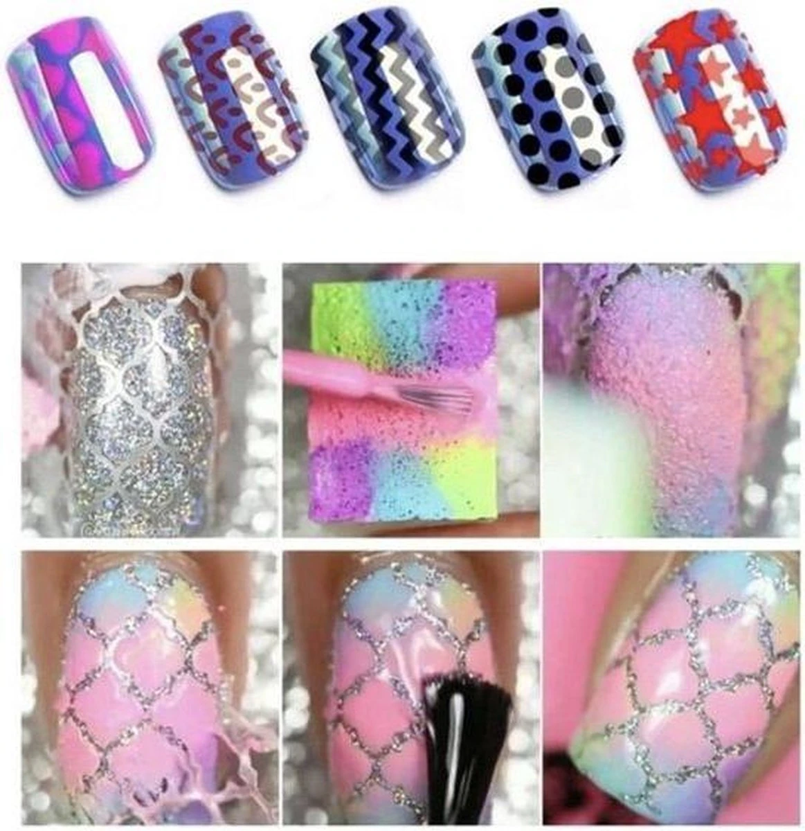 GUAPÀ - Nail Art Nagel Sjabloon Stickers 42 Vellen - Zelfklevende Nagelstickers & Nageldecoratie 3D Goud En Zilver 5 GUAPÀ - Nail Art Nagel Sjabloon Stickers 42 Vellen - Zelfklevende Nagelstickers & Nageldecoratie 3D Goud En Zilver - Afbeelding 5