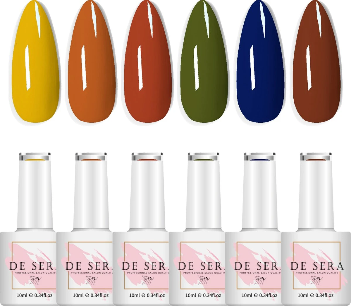 De Sera Gellak 6-delige Set - Gel Nagellak - Herfstkleuren - Herfst - 10ML - Born In Autumn 1 De Sera Gellak 6-delige Set - Gel Nagellak - Herfstkleuren - Herfst - 10ML - Born In Autumn