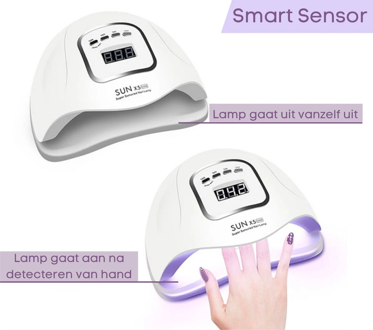 Merkloos Daniqqi - 80 Watt UV LED Lamp Nagels - 45 Leds Nagellamp - Wit 3 Merkloos Daniqqi - 80 Watt UV LED Lamp Nagels - 45 Leds Nagellamp - Wit - Afbeelding 3