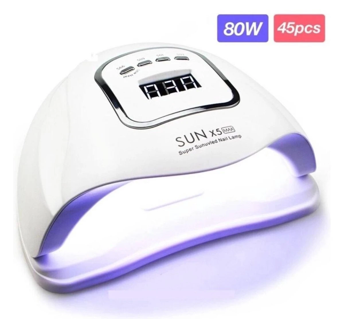 Merkloos 80 Watt UV LED Lamp Nagels - SUN X5 MAX - 45LED - Nagel - UV- LED Lamp - Wit - Nagellamp - Nail Dryer - Nagels - Salon - Lamp - 1 Merkloos 80 Watt UV LED Lamp Nagels - SUN X5 MAX - 45LED - Nagel - UV- LED Lamp - Wit - Nagellamp - Nail Dryer - Nagels - Salon - Lamp -