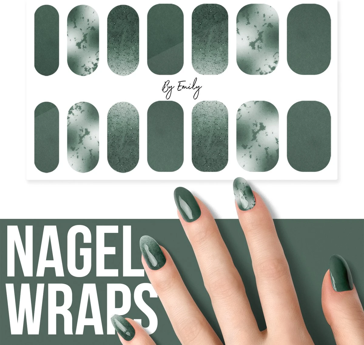 By Emily - Nagel Wrap - Greeny Gray | 14 Stickers Per Vel | Nail Wrap | Nail Art | Trendy | Design | Nagellakvrij | Eenvoudig | Nagel Art | Nagel Wrap | Nagel Stickers | Folie | Zelfklevend | Sjablonen 1 By Emily - Nagel Wrap - Greeny Gray | 14 Stickers Per Vel | Nail Wrap | Nail Art | Trendy | Design | Nagellakvrij | Eenvoudig | Nagel Art | Nagel Wrap | Nagel Stickers | Folie | Zelfklevend | Sjablonen