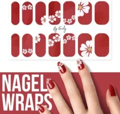 By Emily - Nagel Wrap - Flowery & Red | 14 Stickers Per Vel | Nail Wrap | Nail Art | Trendy | Design | Nagellakvrij | Eenvoudig | Nagel Art | Nagel Wrap | Nagel Stickers | Folie | Zelfklevend | Sjablonen