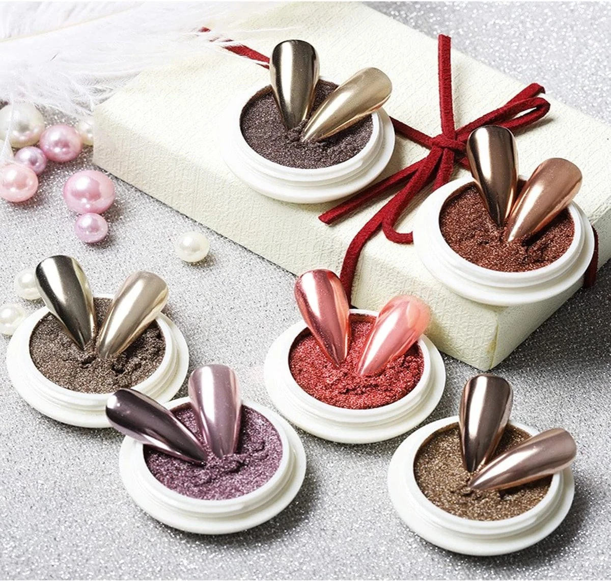 GUAPÀ® Holografische Glitter Poeder Set | 6 Nail Art Glitters | Nail Art & Nagel Decoratie | 6 Stuks Diverse Kleur Nagelpoeder 2 GUAPÀ® Holografische Glitter Poeder Set | 6 Nail Art Glitters | Nail Art & Nagel Decoratie | 6 Stuks Diverse Kleur Nagelpoeder - Afbeelding 2