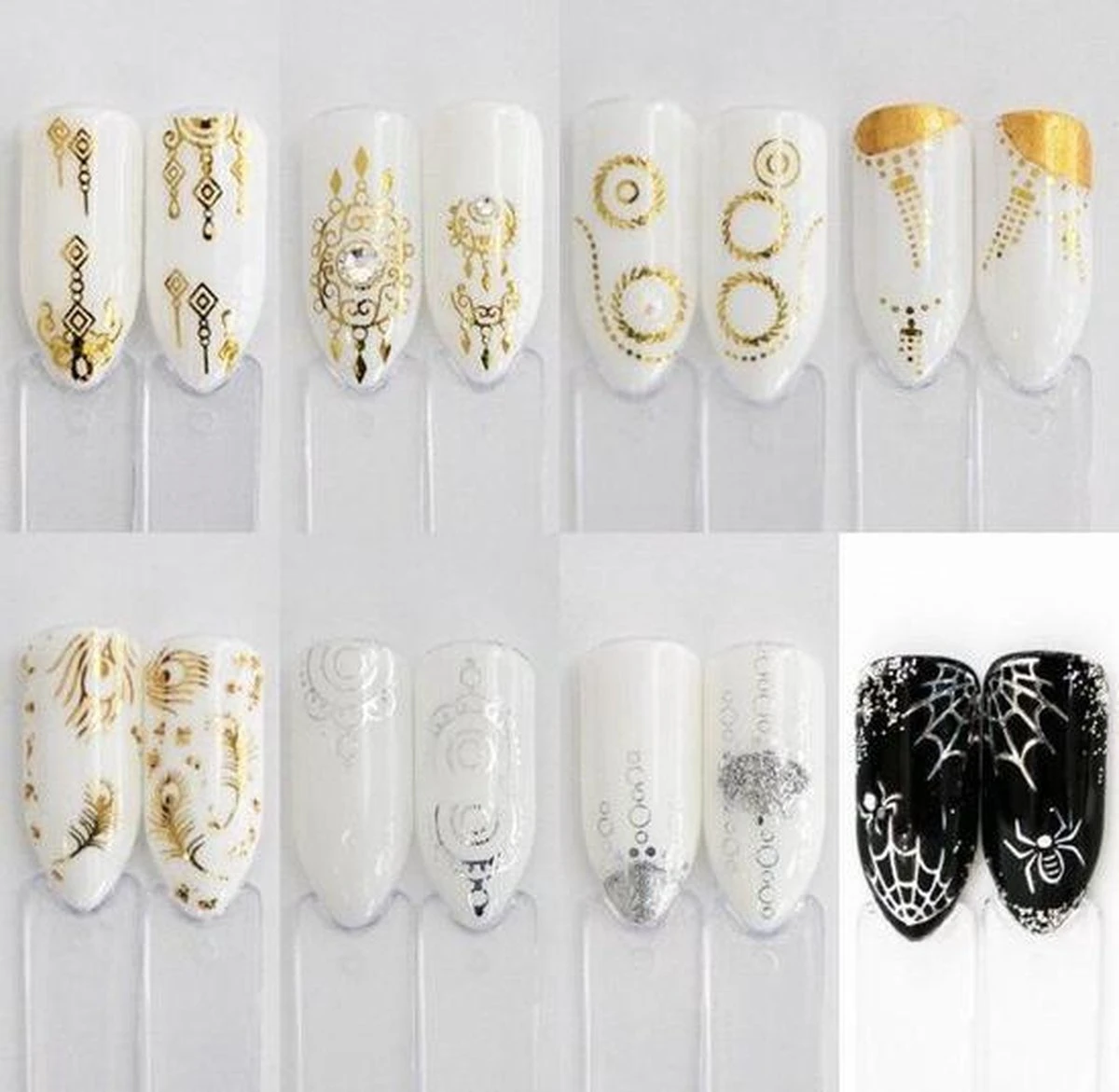GUAPÀ - Nail Art Nagel Sjabloon Stickers 42 Vellen - Zelfklevende Nagelstickers & Nageldecoratie 3D Goud En Zilver 6 GUAPÀ - Nail Art Nagel Sjabloon Stickers 42 Vellen - Zelfklevende Nagelstickers & Nageldecoratie 3D Goud En Zilver - Afbeelding 6