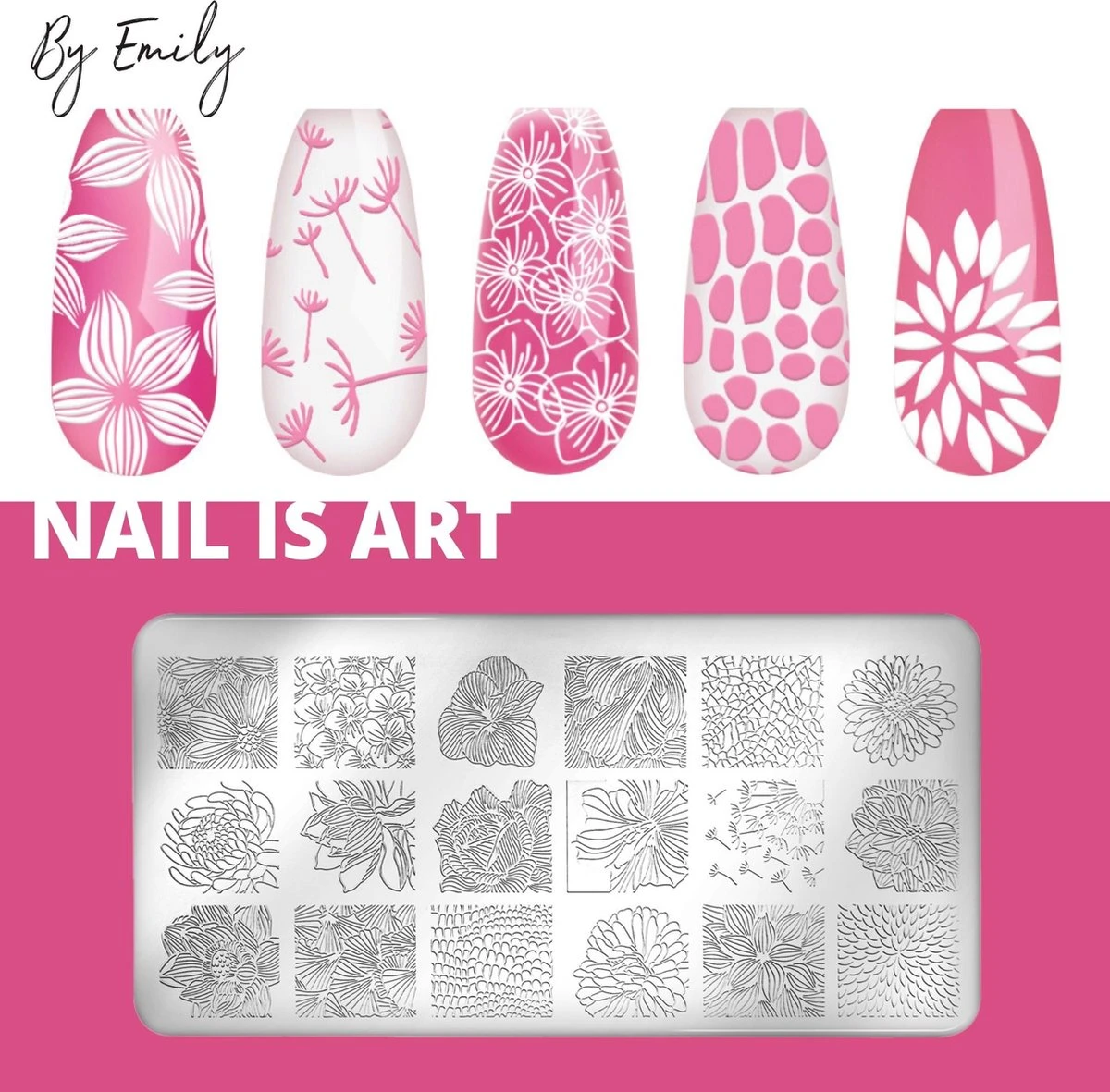 By Emily - Nail Art Stencil | Bloemen & Bladeren | 18 Designs | Stempelen | Nagelkunst | Manicure | Herbruikbaar | Metaal | Duurzaam | Gellak | Tools | Gereedschap | Sjabloon 1 By Emily - Nail Art Stencil | Bloemen & Bladeren | 18 Designs | Stempelen | Nagelkunst | Manicure | Herbruikbaar | Metaal | Duurzaam | Gellak | Tools | Gereedschap | Sjabloon