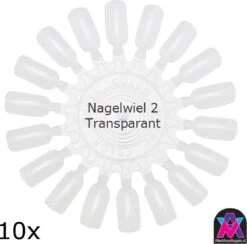 AVN - 10 X Nagelwiel Met Elk 18 Kunstnagels - Nagellak - Kleuren Waaier - Nail Display Palet - Transparant