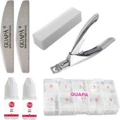 GUAPÀ - Kunstnagel Tips Voordeel Set 500 Stuks - Transparant Tips Met Nagellijm Tipknipper En Nagel Vijlen - Tips Voor Acryl Nagels & Gel Nagels / Hoge Kwaliteit - Professionele Markt