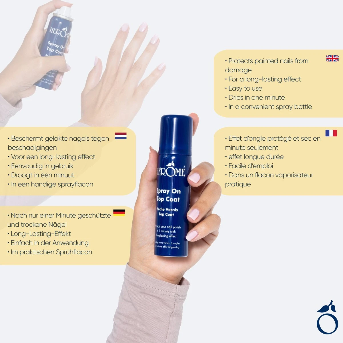 Herome Spray On Top Coat - Beschermde En Droge Nagels In 1 Minuut - Long Lasting Effect - 75ml. 2 Herome Spray On Top Coat - Beschermde En Droge Nagels In 1 Minuut - Long Lasting Effect - 75ml. - Afbeelding 2