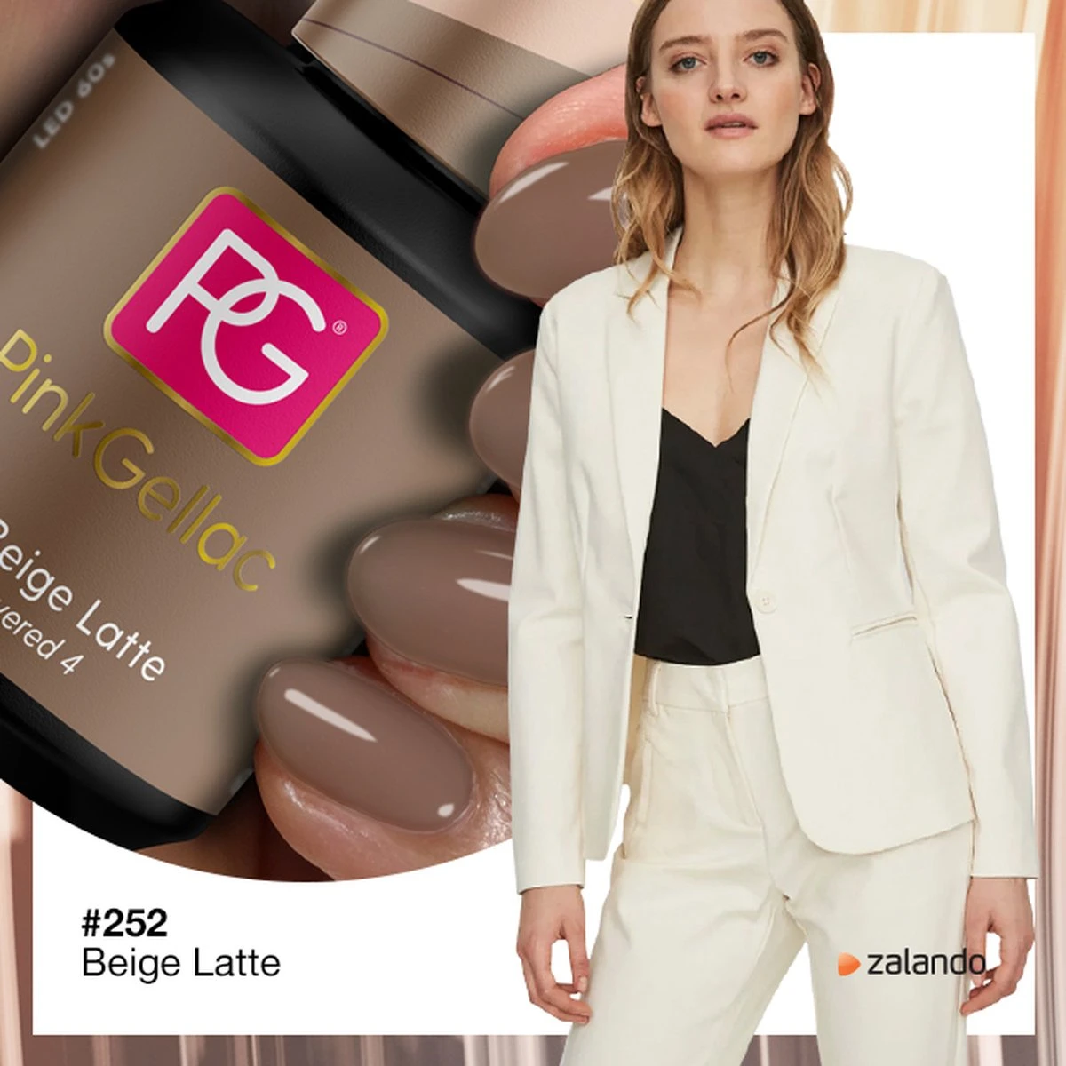 Pink Gellac - Beige Latte - Gellak - Vegan - Beige - Glanzend - 15ml 1 Pink Gellac - Beige Latte - Gellak - Vegan - Beige - Glanzend - 15ml