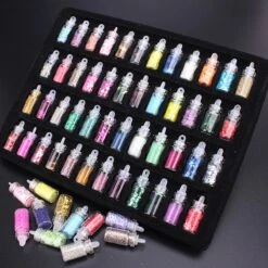 48 Potjes Glitter / Decoratie Voor Nail Art / Knutselen - Sparkolia Glitters Nagel Decoratie Set- 3D Nail Art Voor Gellak, Acryl Of Nagellak - Glitter, Poeder, Holografisch, Vlokken, Pailletten, Shimmer, Rhinestone - Verschillende Kleuren -Essie 1200x1200 889