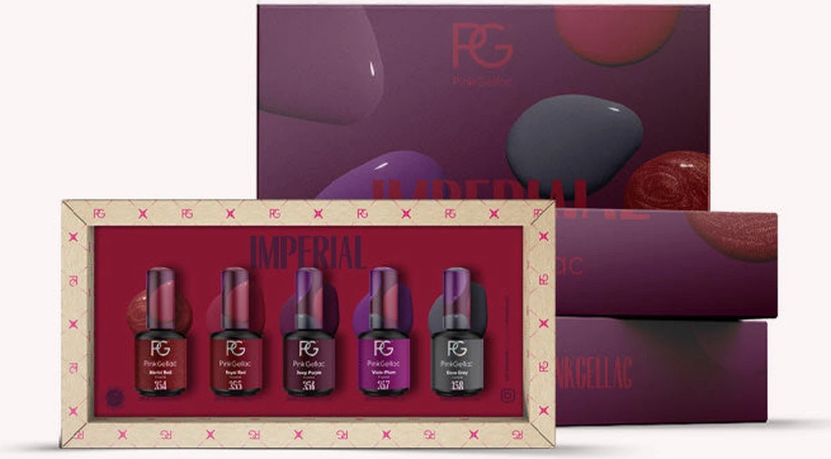 Pink Gellac - Color Box Imperial - Gellak - Set Van 5 Donkere Kleuren - Vegan 1 Pink Gellac - Color Box Imperial - Gellak - Set Van 5 Donkere Kleuren - Vegan