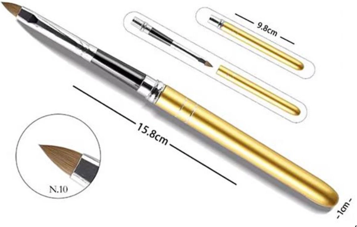 Embeauty Acryl Penselen #10 - Nagel Kwasten - Nail Art Brush - Penseel Voor Nagel Gel 1 Embeauty Acryl Penselen #10 - Nagel Kwasten - Nail Art Brush - Penseel Voor Nagel Gel