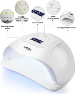 Adge - 54W LED Nageldroger Voor Gelnagels - Geschikt Voor ALLE Nagel Gellak - 36 LEDs - Met Timer -Essie 972x1200